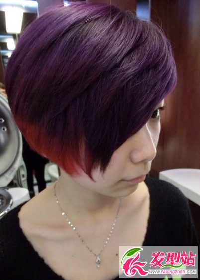 流行酒红葡萄紫染发中年女士显年轻染发发型8