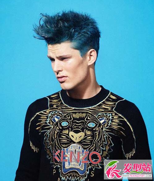 男生蓝色系染发发型合集 最新流行男生染发发型图片(2