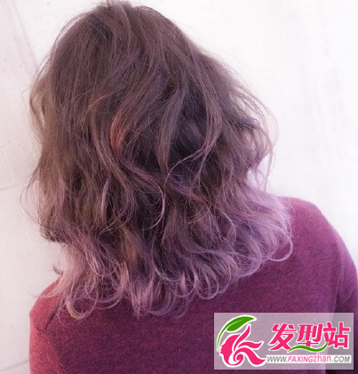梦幻童话般的奶茶色染发粉紫色染发发型图片7