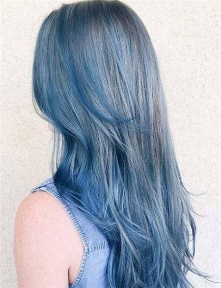 灰调水蓝染发 灰蓝色头发